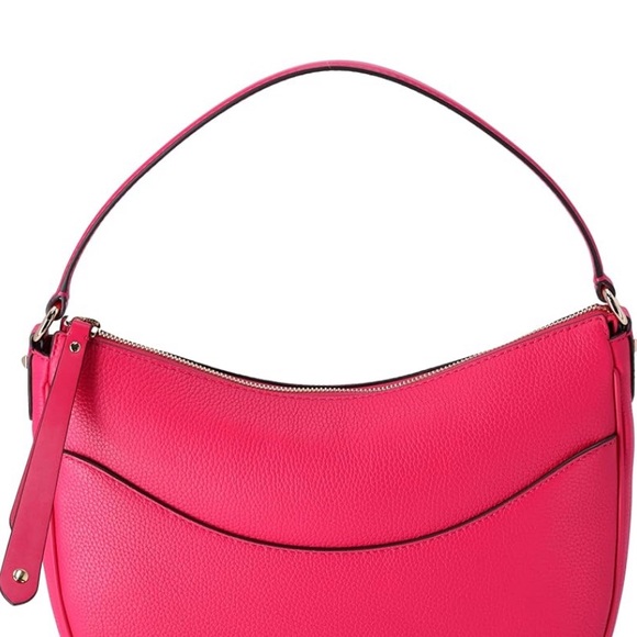 NWT MIchael Kors Dover Large Half Moon Shoulder Bag Hobo Electric Pink Leather - Picture 3 of 16